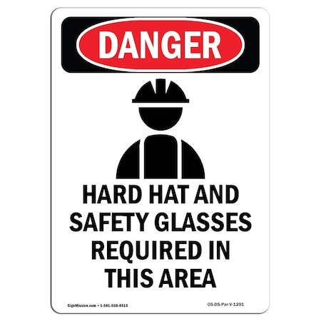 Signmission OSHA Danger Sign, Hard Hat And Safety, 7in X 5in Decal, 5" W, 7" H, Portrait, Hard Hat And Safety OS-DS-D-57-V-1291